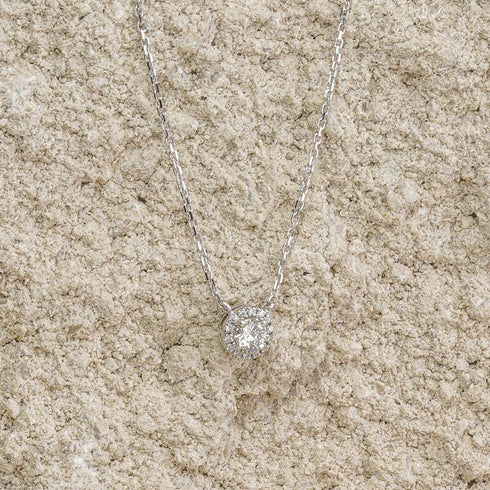 0.40ct Lab Diamond Halo Necklace in 9K White Gold G/Vs